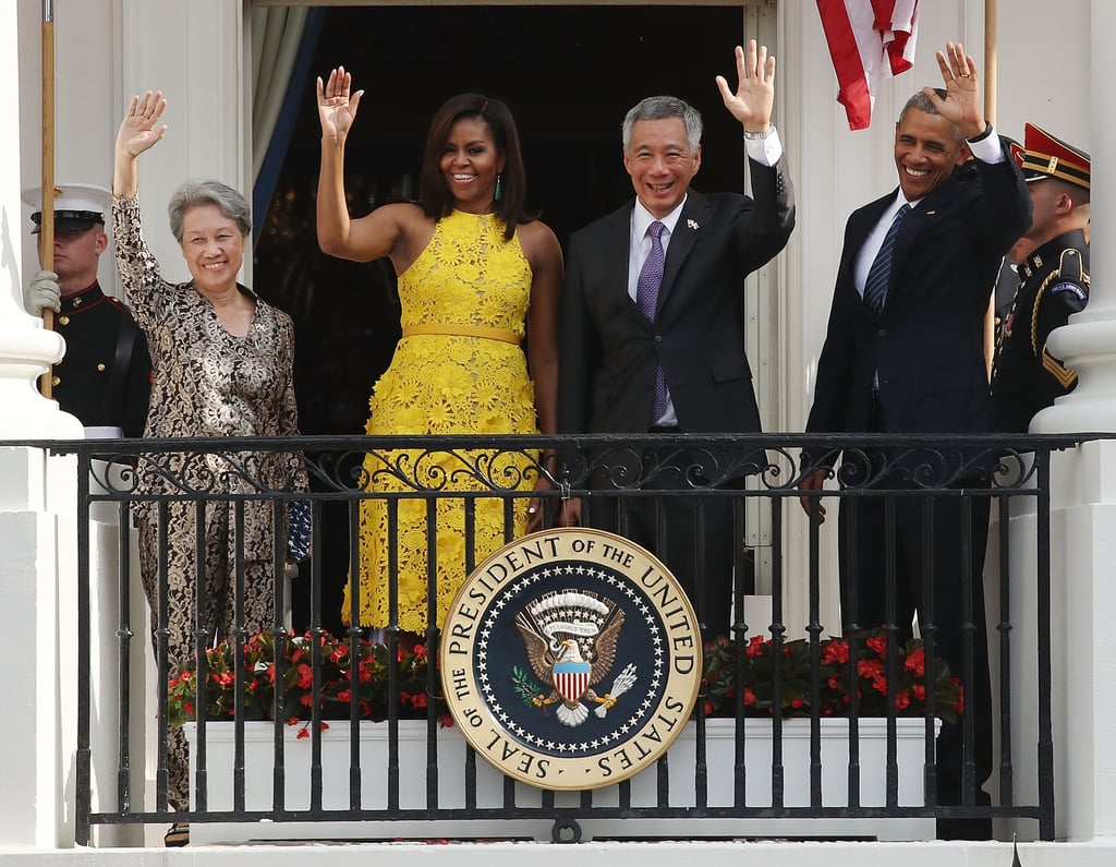 Michelle Obama's Yellow Naeem Khan Dress August 2016
