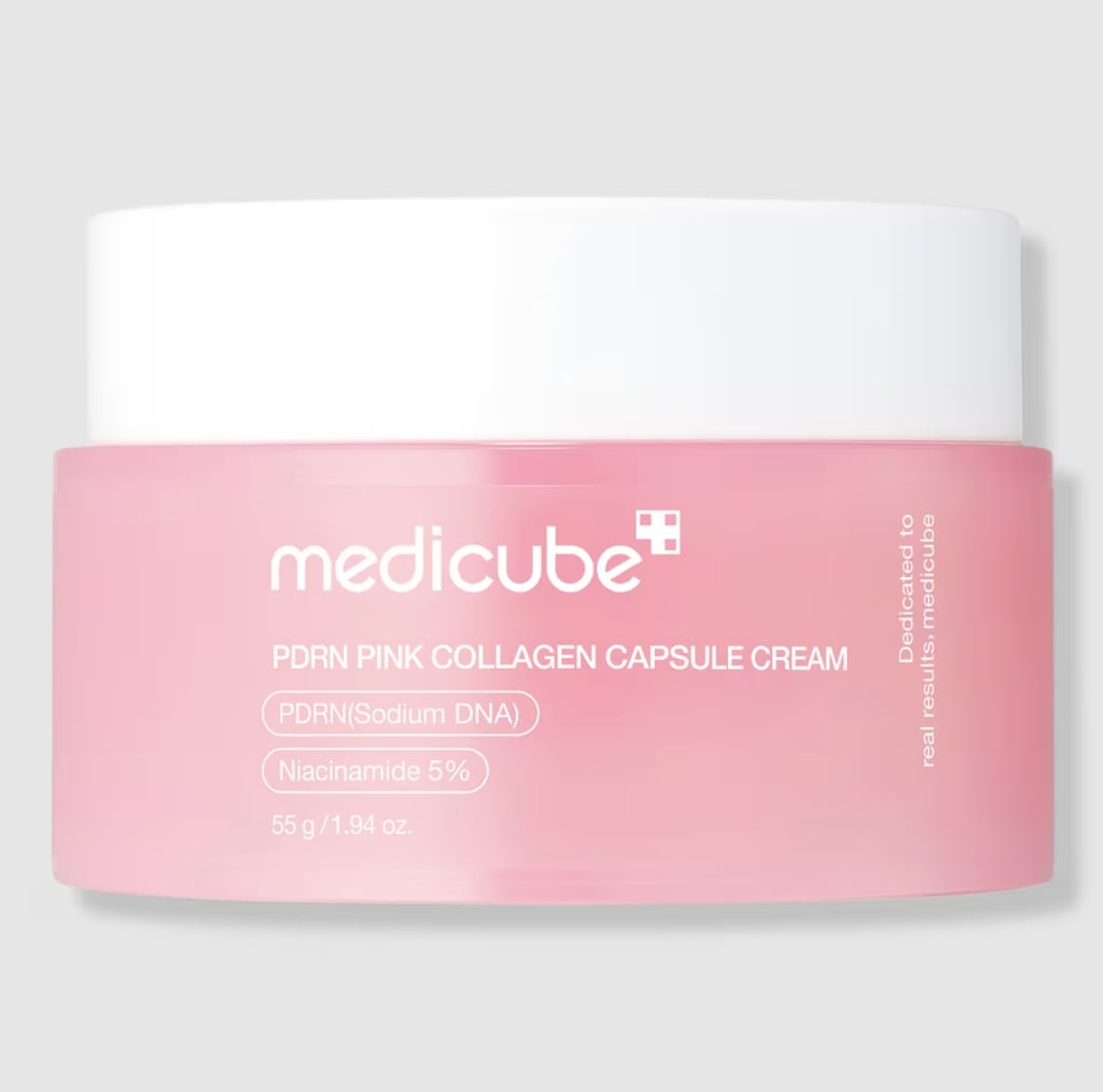 Medicube PDRN Pink Collagen Capsule Cream ($11, originally $22)
This is not your average moisturizer. The clear gel base is full of PDRN capsules that are meant to burst upon application and maximize their ability to promote collagen production, tackle dark spots, and support your skin barrier. The best part? It leaves behind a glassy skin finish.