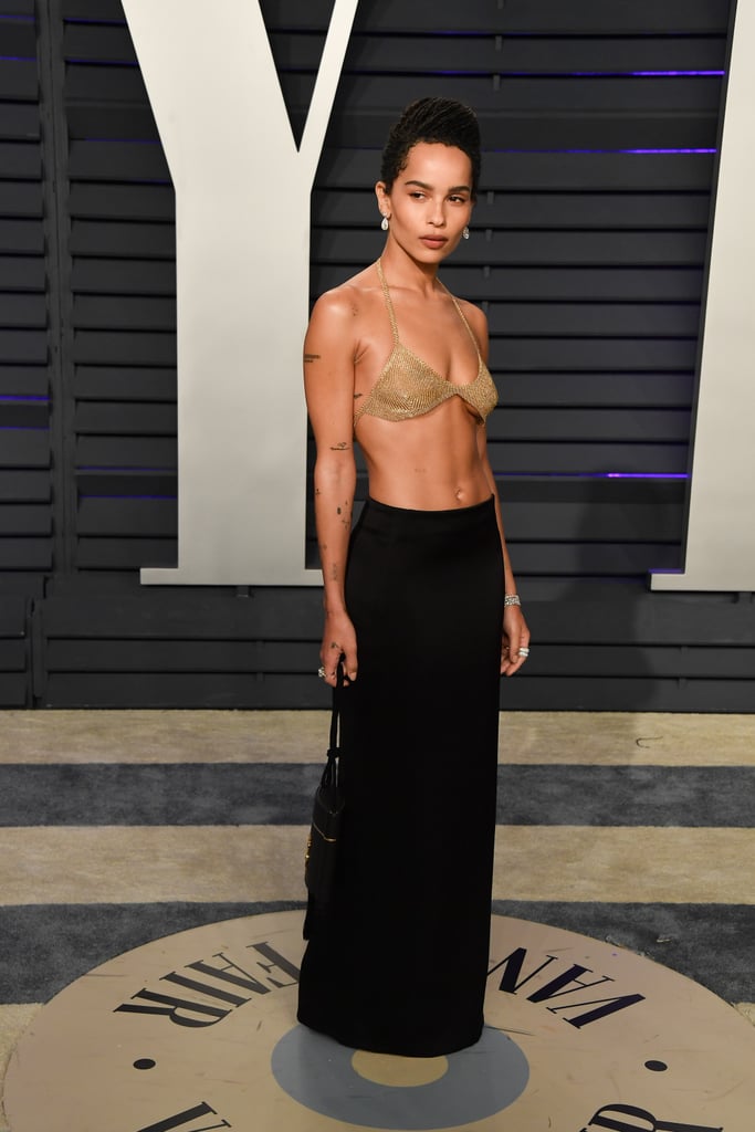 Zoe Kravtiz Gold Bra at Oscars Afterparty 2019