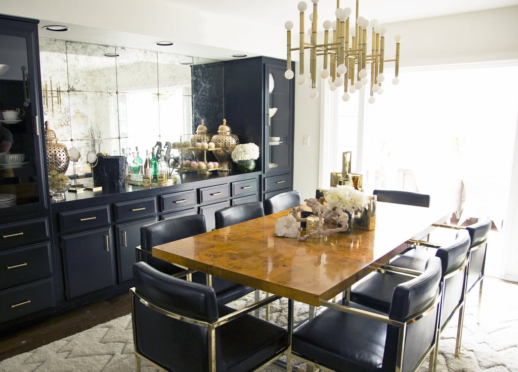 Lucinda chose a wool rug from Loloi Rug Company. She actually custom-designed the chairs for Chriselle's dining room, selecting a model that would be appropriate for her young family as well as the two sets of in-laws who regularly visit.