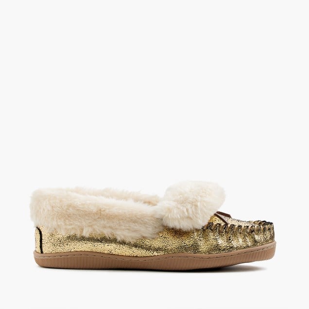 J.Crew Crackled Metallic Moccasins