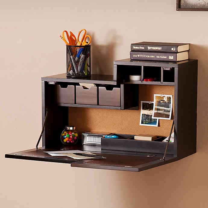 Southern Enterprises Dover Wall Mount Desk In Black Brown Best