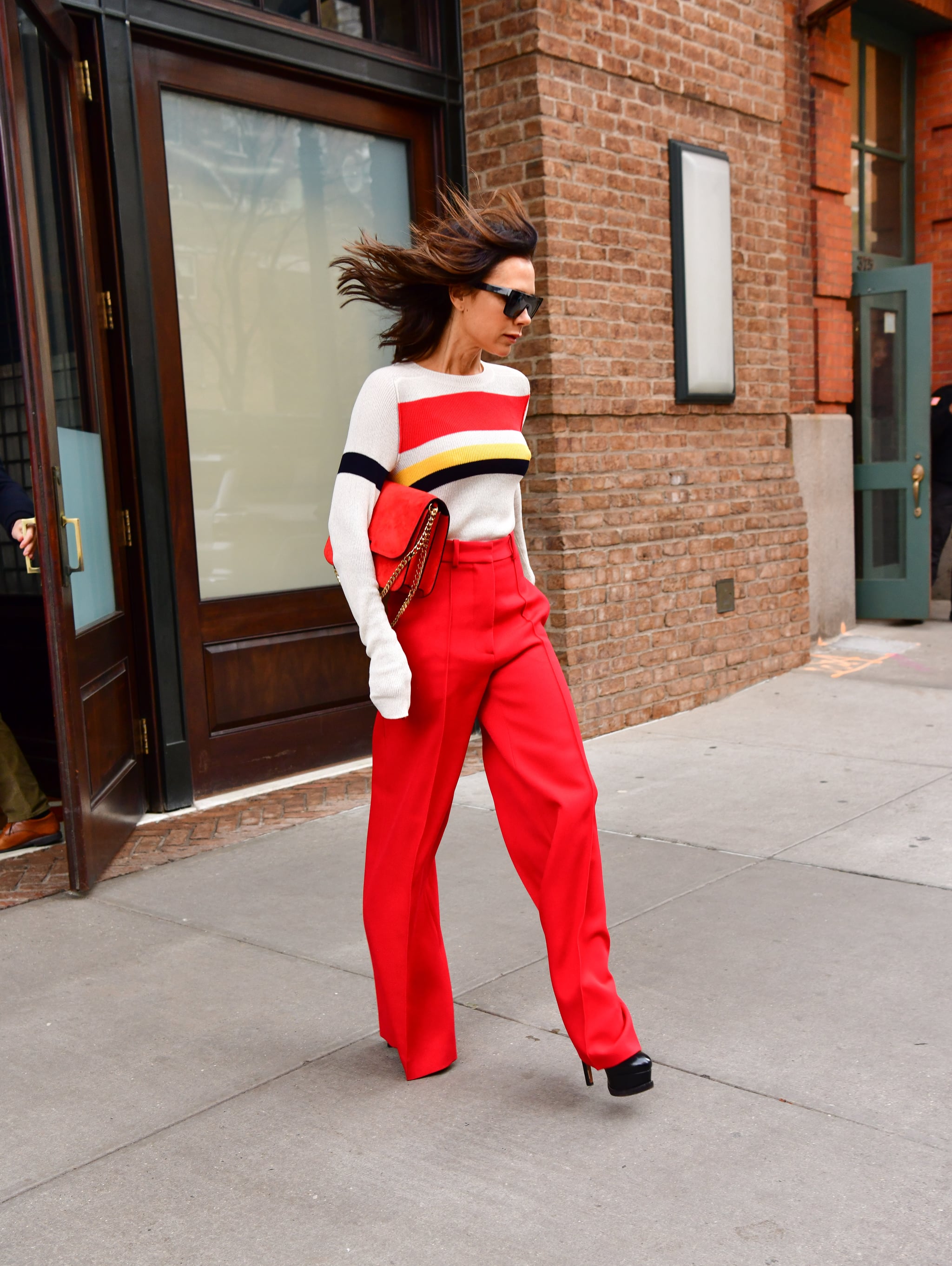 Victoria beckham red trousers top