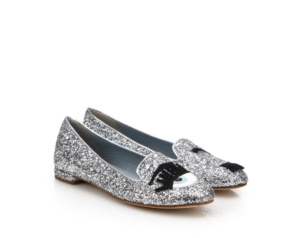 Chiara Ferragni Flirting Wink Glitter Flats ($295)