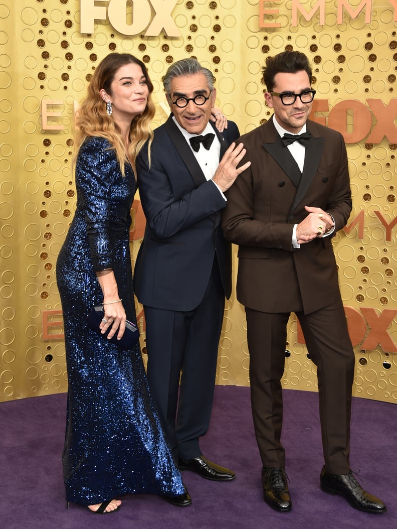 Annie Murphy, Eugene Levy, and Dan Levy at the 2019 Emmys