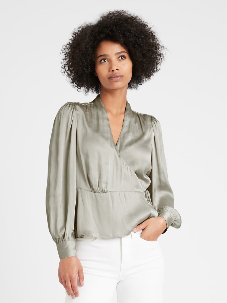 Banana Republic Soft Satin Wrap Top