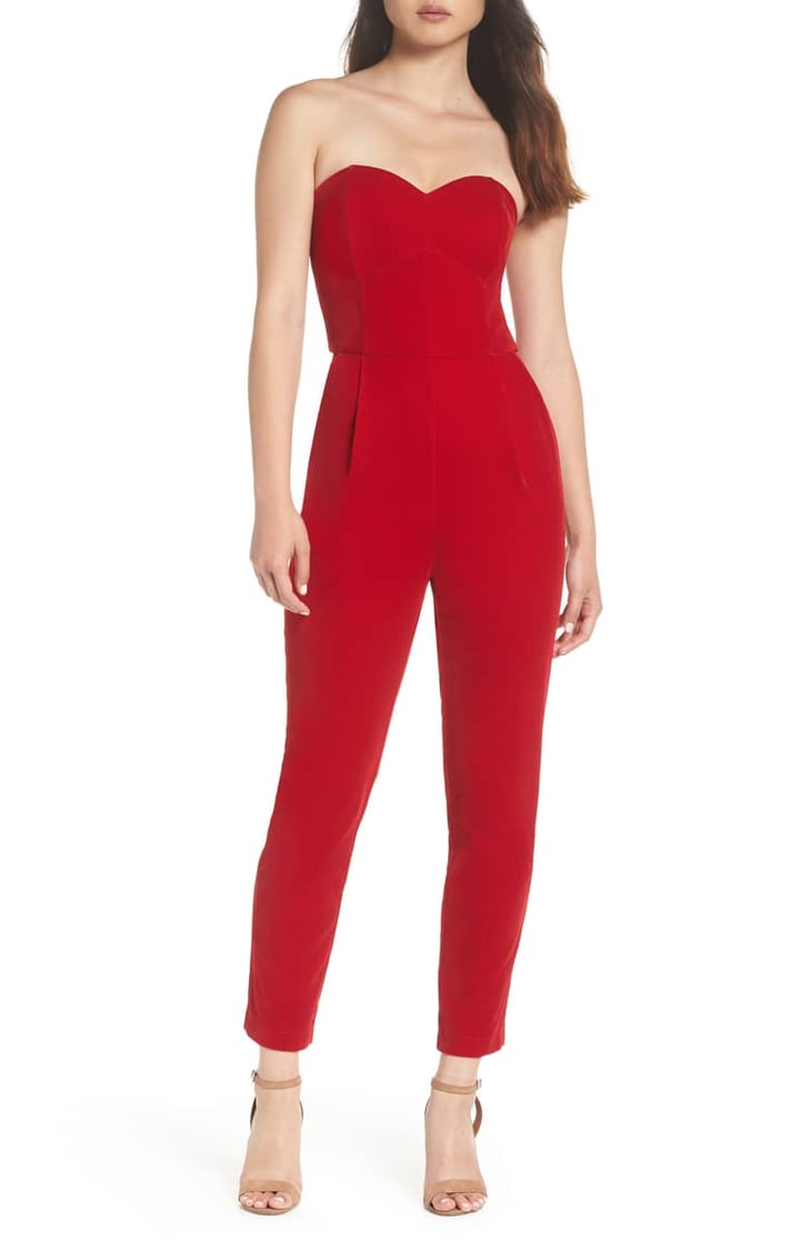 Adelyn rae off the shoulder velvet jumpsuit discount