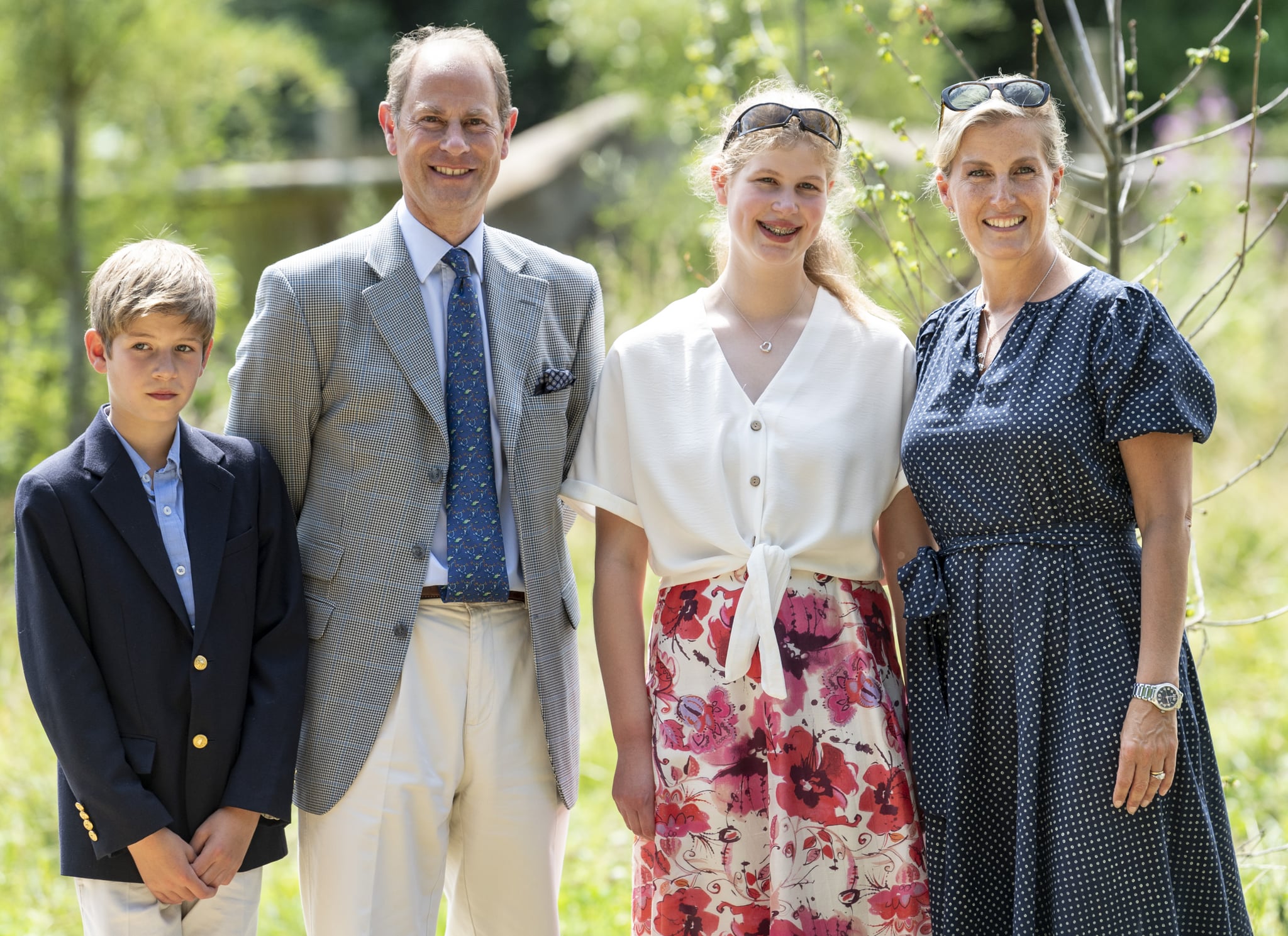 BRISTOL, ENGLAND - JULY 23: Prince Edward, Earl of Wessex and Sophie, Countess of Wessex with James Viscount Severn and Lady Louise Windsor during a visit to The Wild Place Project at Bristol Zoo on July 23, 2019 in Bristol, England. (Photo by Mark Cuthbert/UK Press via Getty Images)