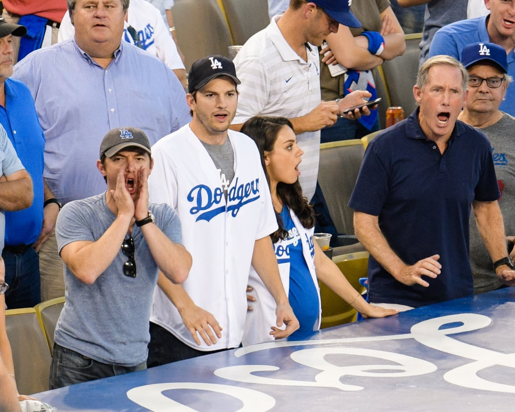 Ashton Kutcher and Mila Kunis at LA Dodgers Game Oct. 2016