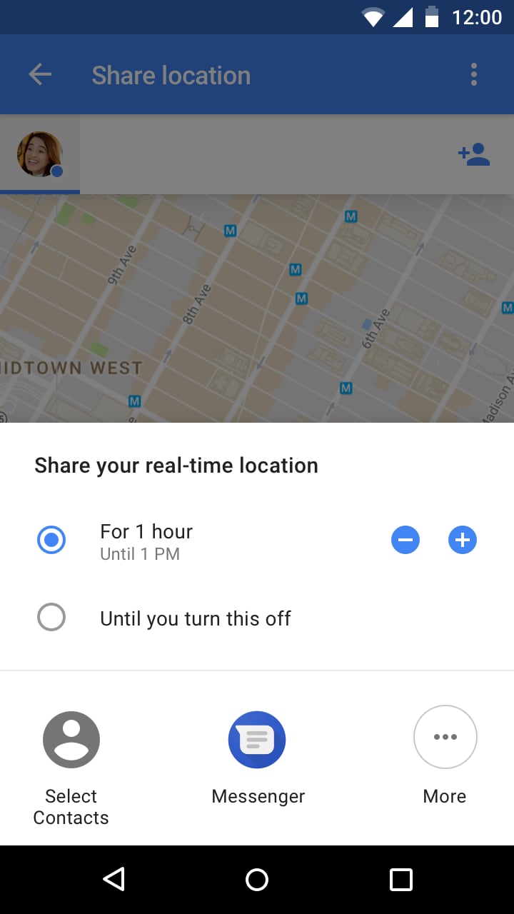 Decide how long you'd like to share your location for.