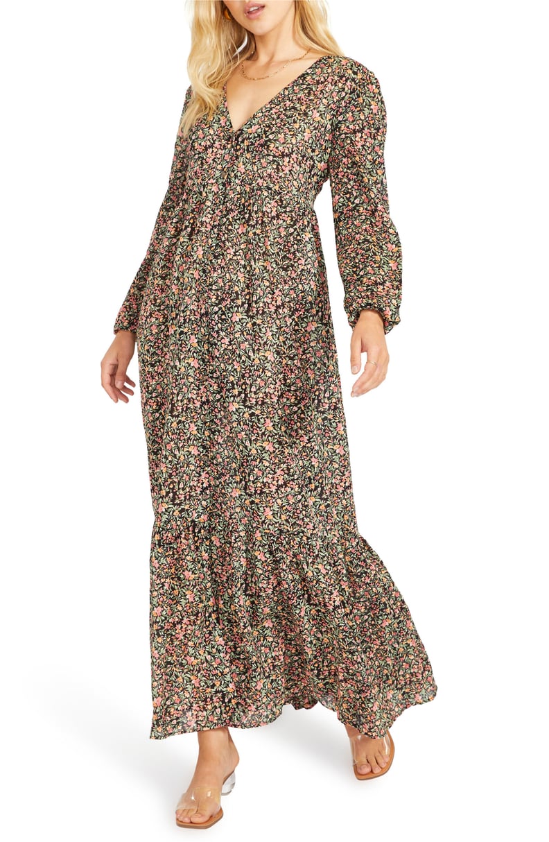 BB Dakota Feature Length Film Floral Long Sleeve Maxi Dress