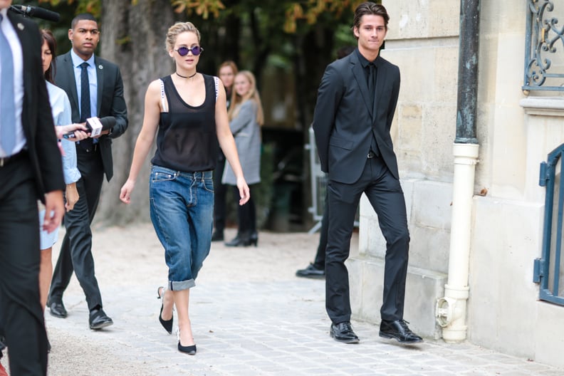 Jennifer Lawrence Wore Denim Capris While Sitting Front Row at Dior