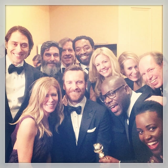 The 12 Years a Slave cast posed for pictures after winning the Golden Globe for best drama.
Source: Instagram user goldenglobes