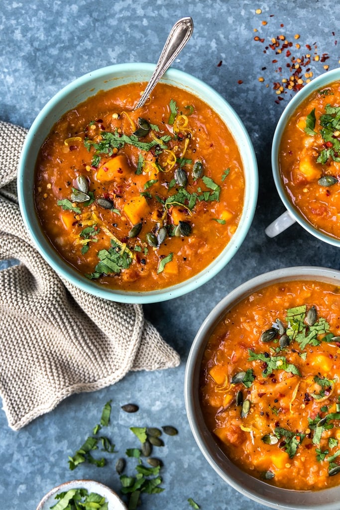 Instant Pot Sweet Potato, Chickpea, and Red Lentil Soup