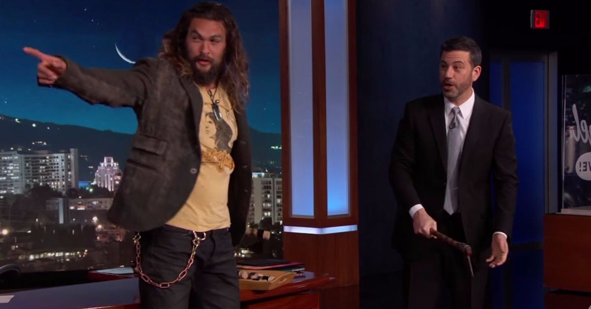 Jason Momoa Throwing Axes on Jimmy Kimmel Live Jan. 2017 POPSUGAR