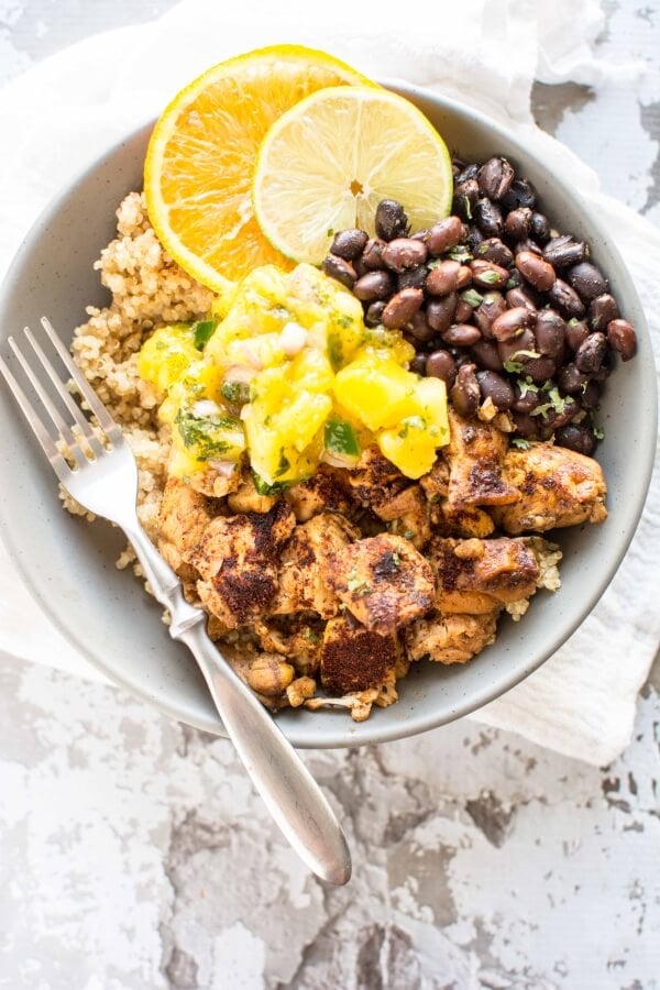 Crockpot Cuban Chicken Rice Bowls