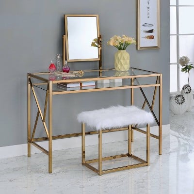 Homes: Inside + Out Burdette Contemporary Vanity Table Set