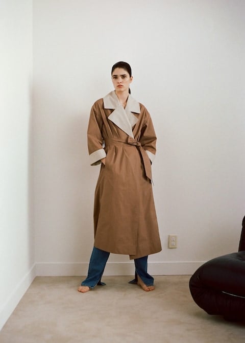 Mango Contrast Flaps Trench