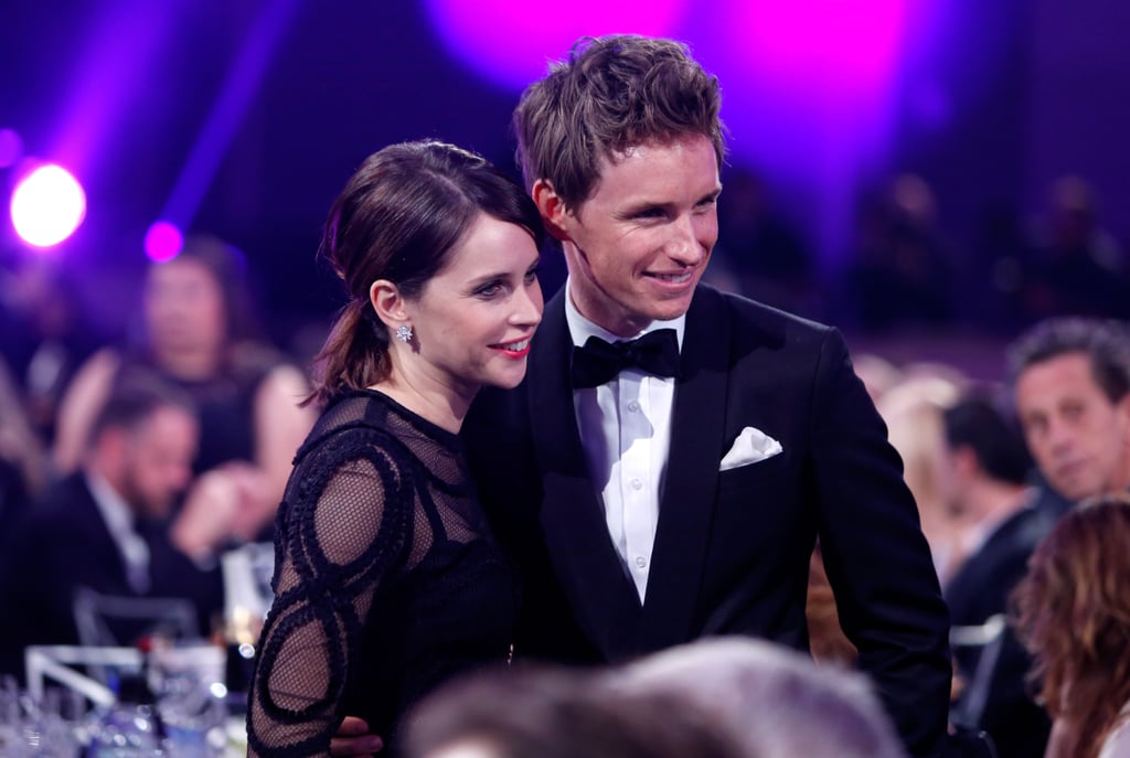 Eddie Redmayne and Felicity Jones posed for a photo.