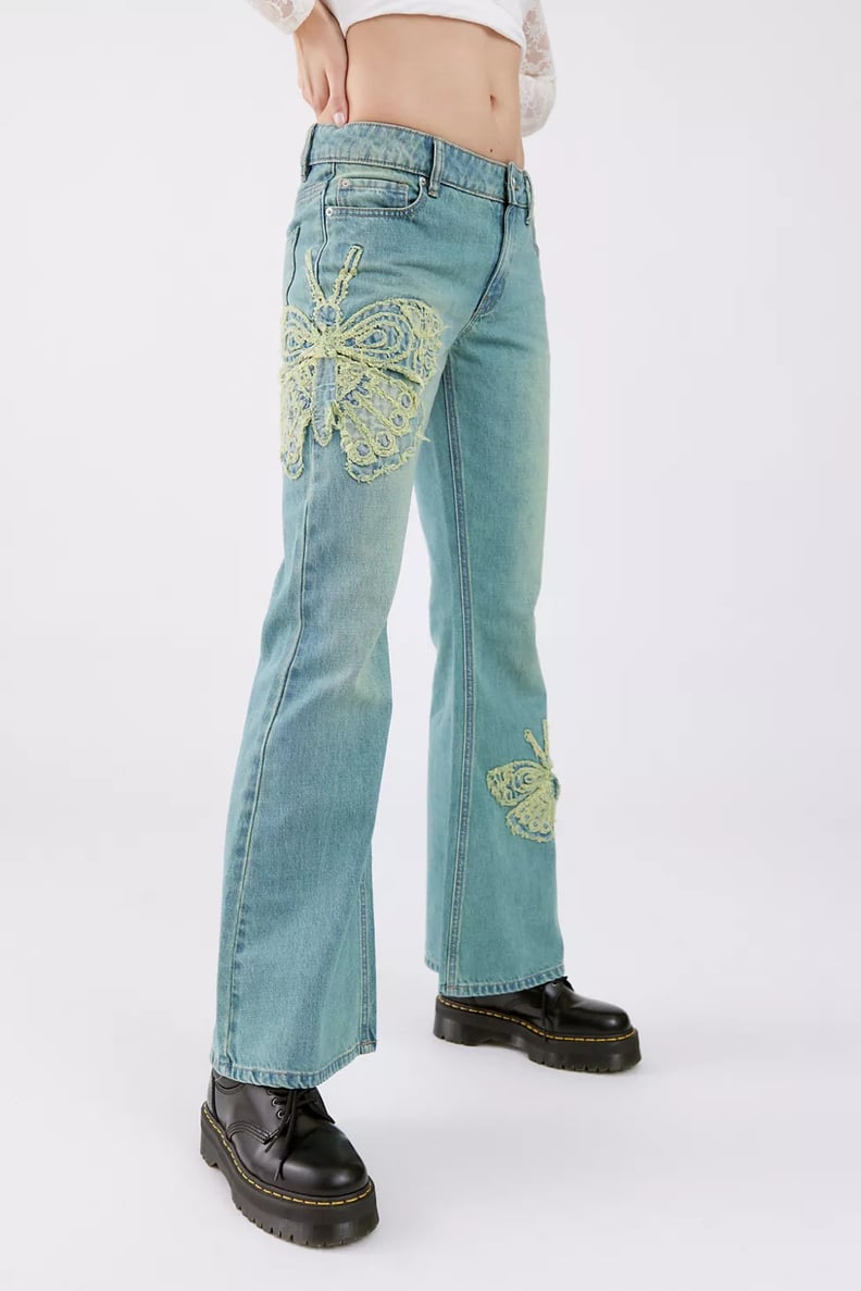 BDG Low-Rise Flare Jean With Butterfly Appliqué