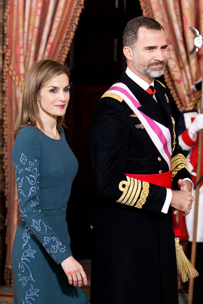 Queen Letizia and King Felipe VI of Spain attended the New Year's military parade ceremony at the royal palace in January.