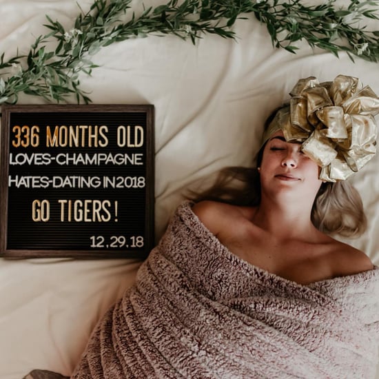 Woman's Funny 336 Month Birthday Swaddle Photo Shoot