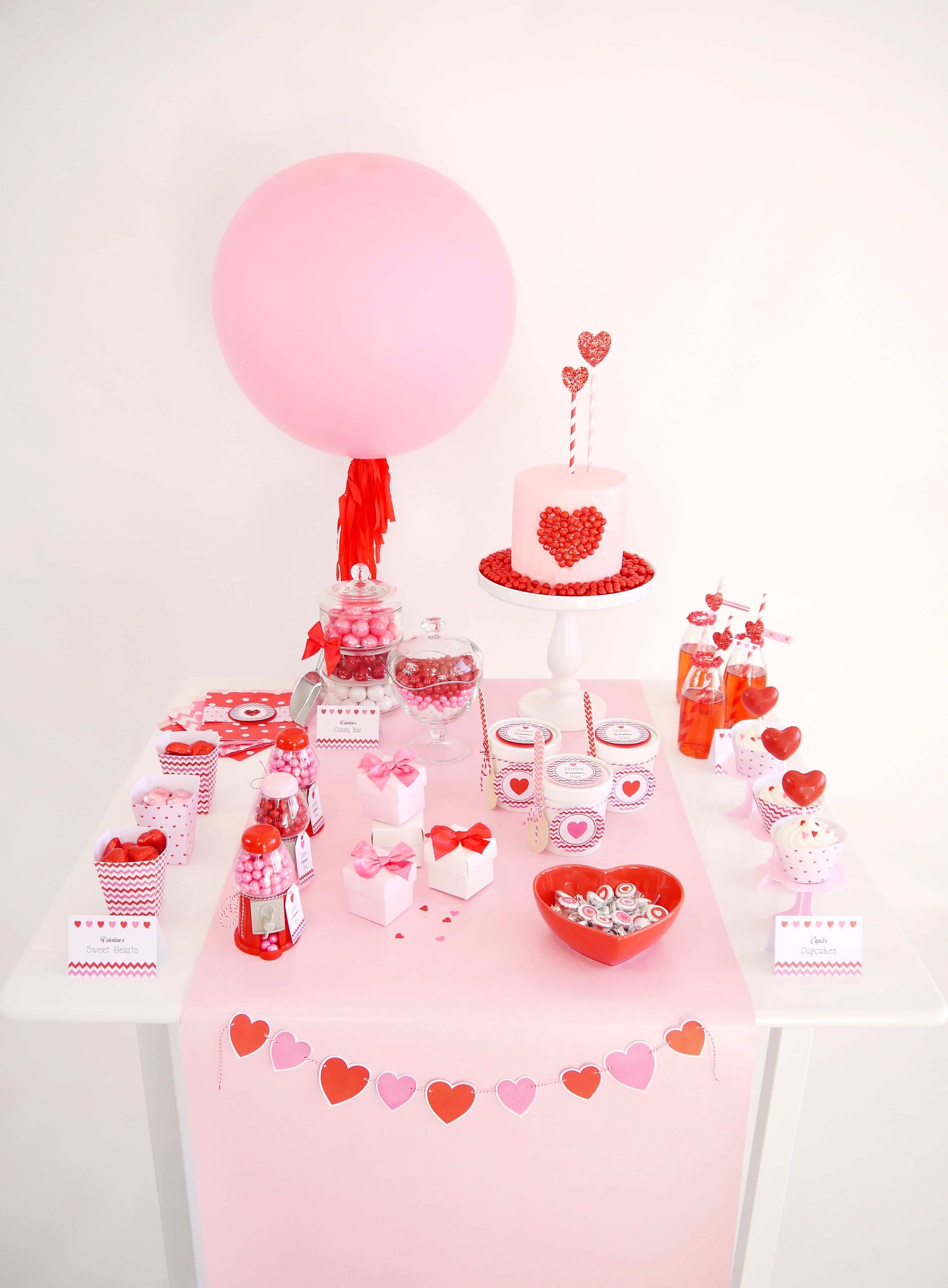 Pink and Red Glitter Heart Straw and Topper, Valentine Party