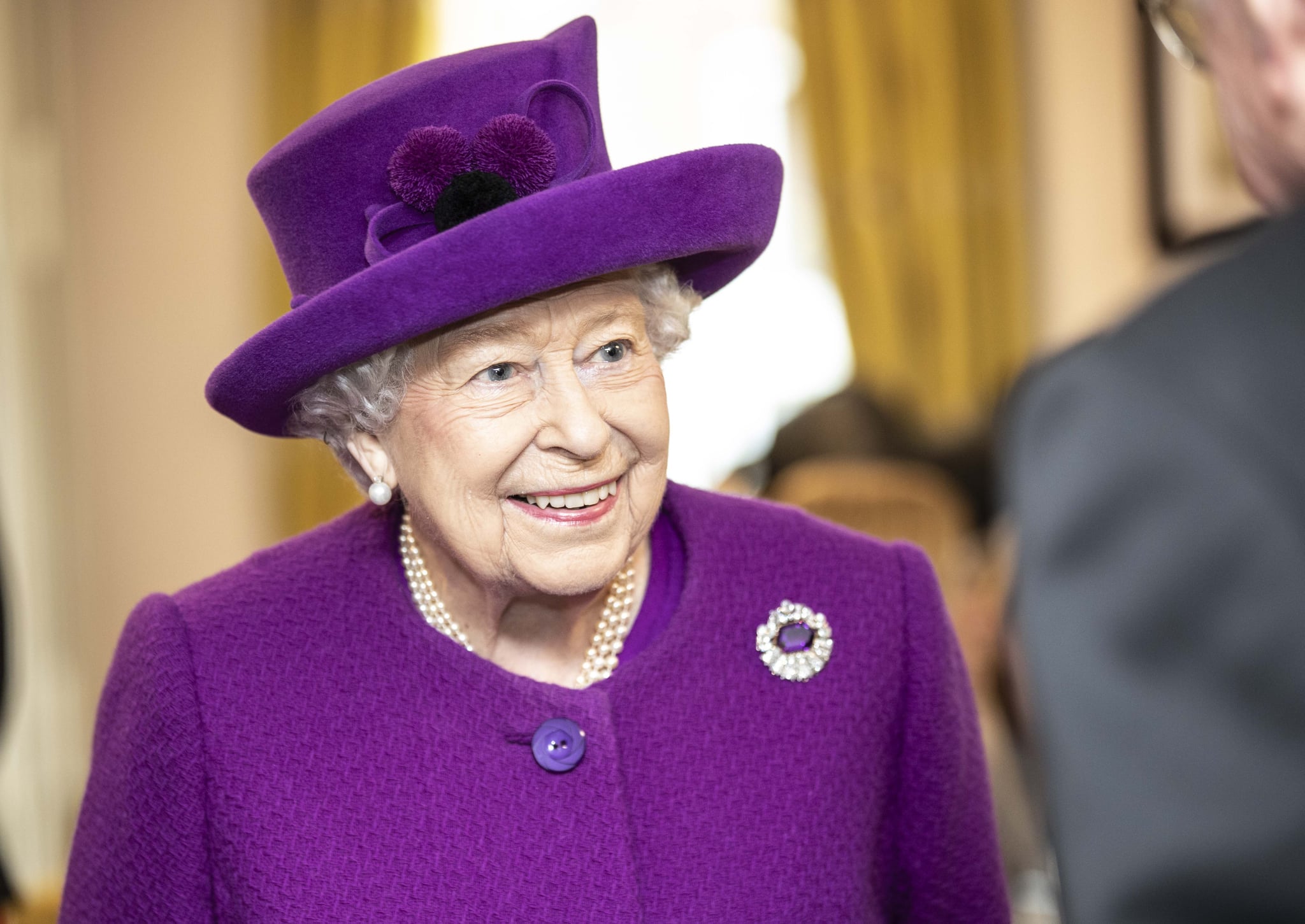 AYLESFORD, ENGLAND - NOVEMBER 06: Queen Elizabeth II talks with residents in the new Appleton Lodge care facility run by the RBLI during a visit to the Royal British Legion Industries village to celebrate the charity's centenary year on November 6, 2019 in Aylesford, England. (Photo by Richard Pohle - WPA Pool/Getty Images)