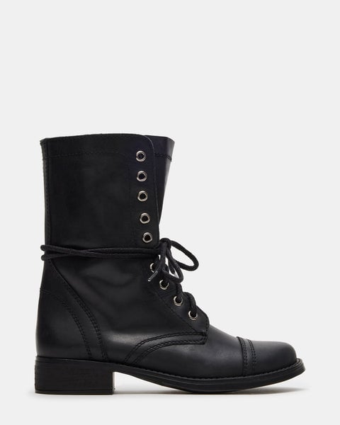 Steve Madden Troopa3.0 Black Leather Boots
