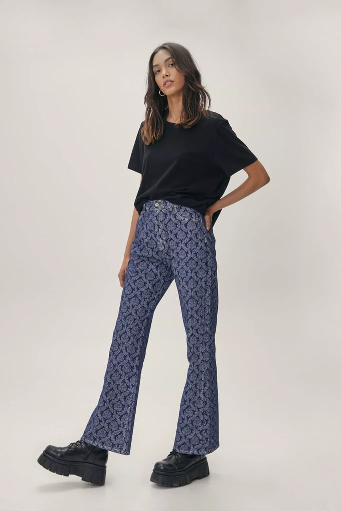 Nasty Gal Paisley Print Flared Jeans ($44, originally $88)