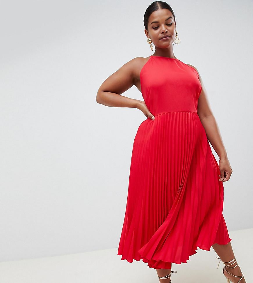 ASOS Design Curve Pleated Midi Dress