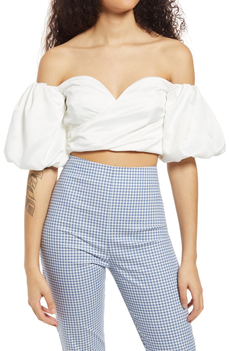 Lulus Hot in Here Off the Shoulder Crop Top