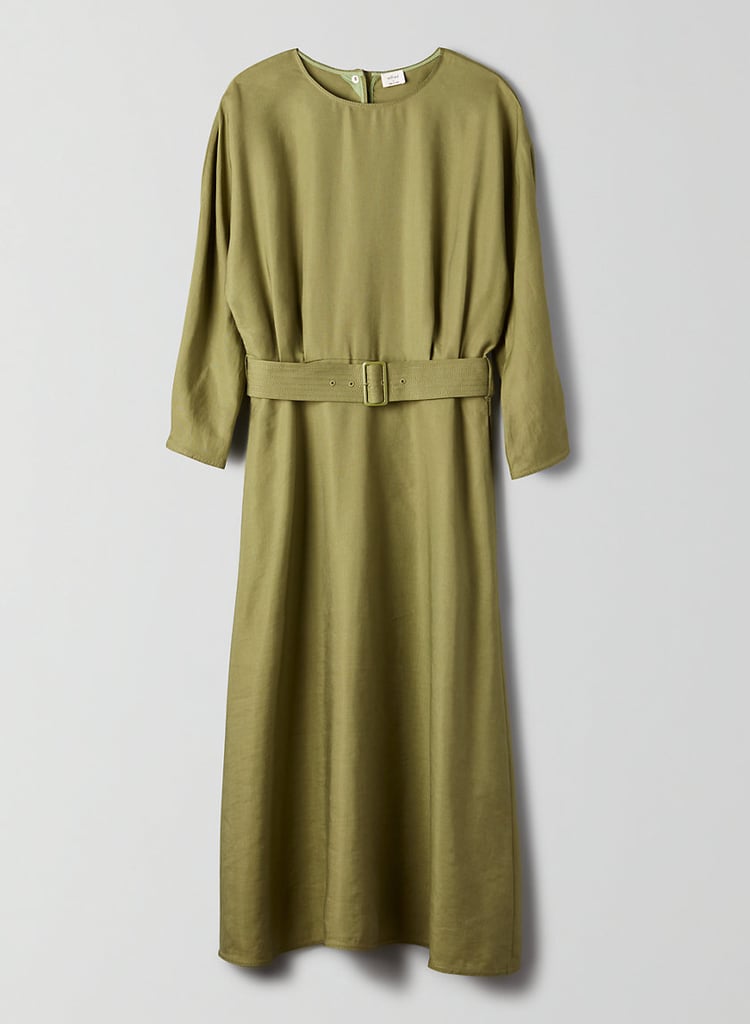 Wilfred Tavin Belted Linen-Blend Midi Dress