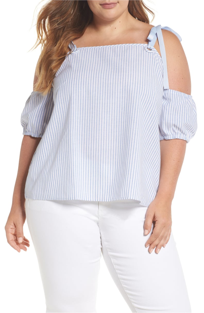 Lost Ink Cold-Shoulder Stripe Top