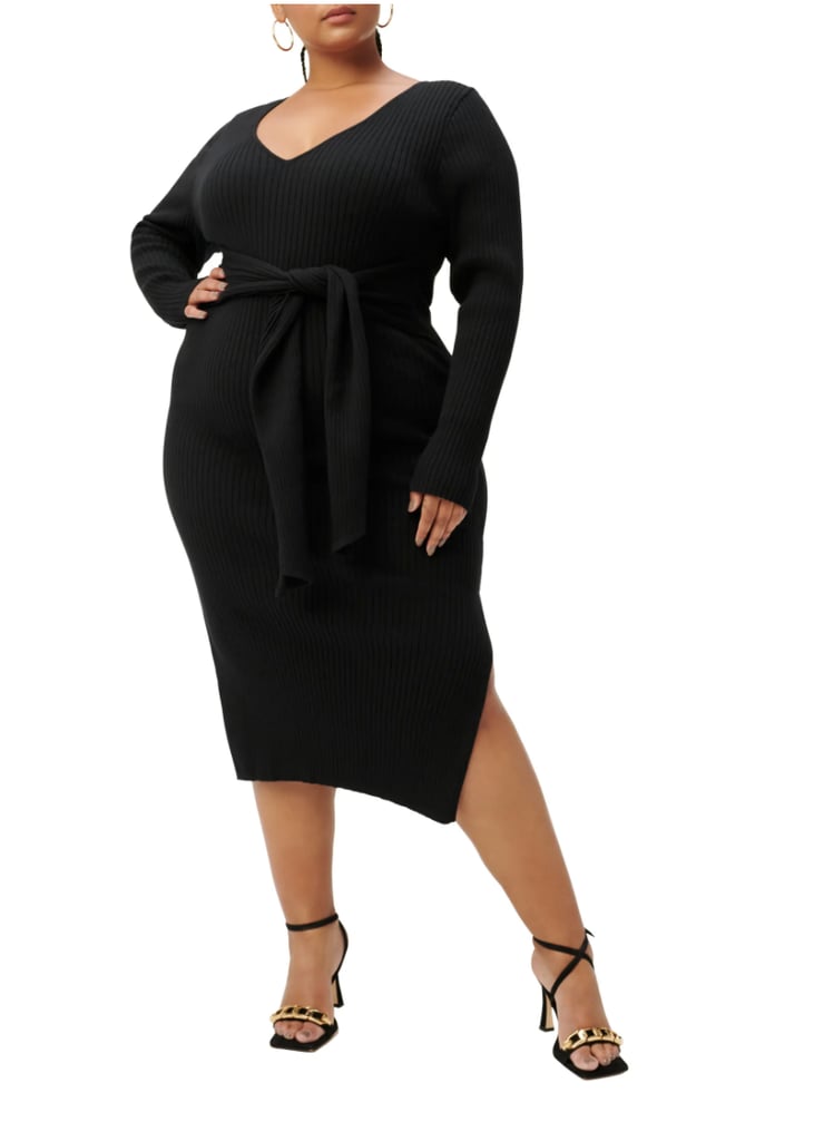 Good American Long Sleeve Belted Body-Con Dress