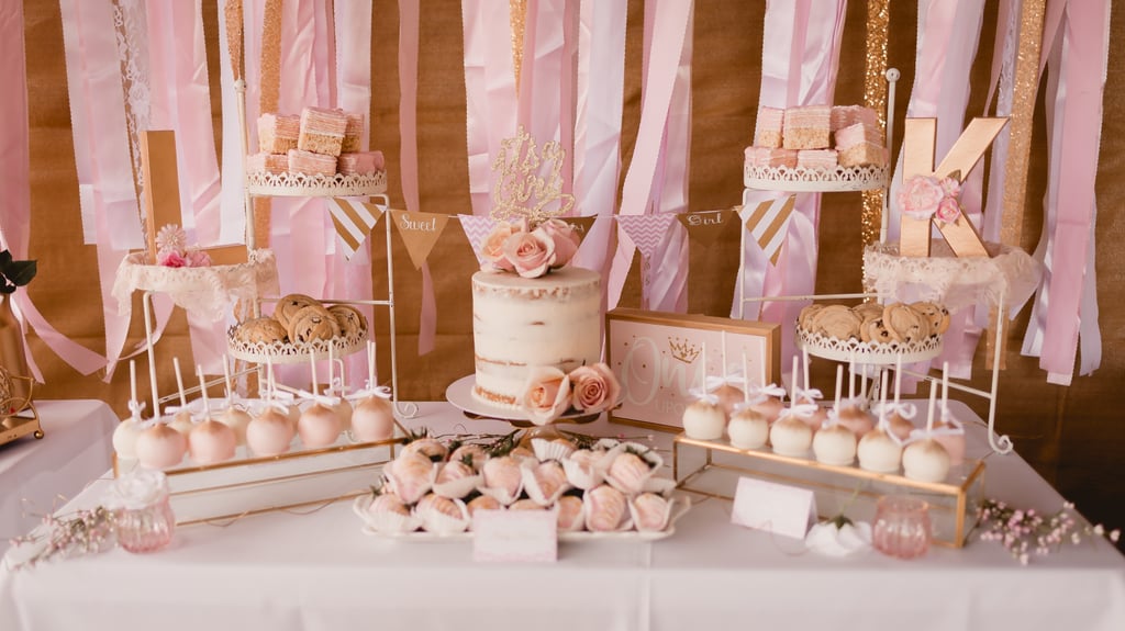 rose gold baby shower centerpieces