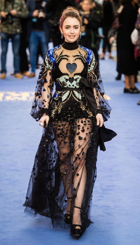 Lily Collins Gown With Hands and Heart 2019