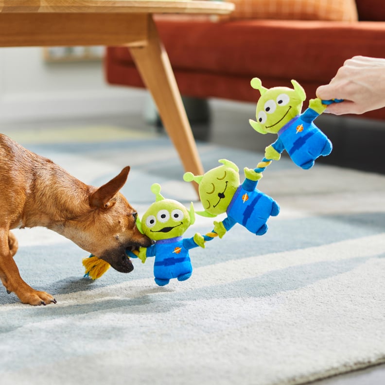 Pixar Aliens Plush with Rope Squeaky Dog Toy