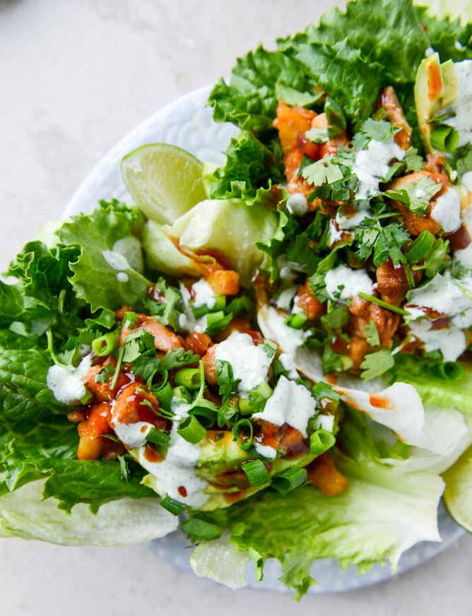 BBQ Chicken and Pineapple Lettuce Wraps