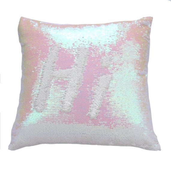 White and Pink Pearl Color Change Sequin Magic Mermaid Pillow
