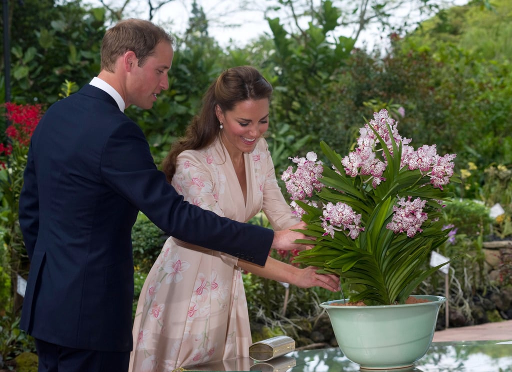 Prince William gave Kate Middleton a helping hand in Singapore in September 2012.