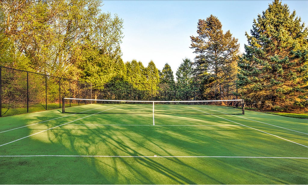 When not walking around the mall, you can stay in prom queen shape by playing on this private, regulation-sized tennis court.