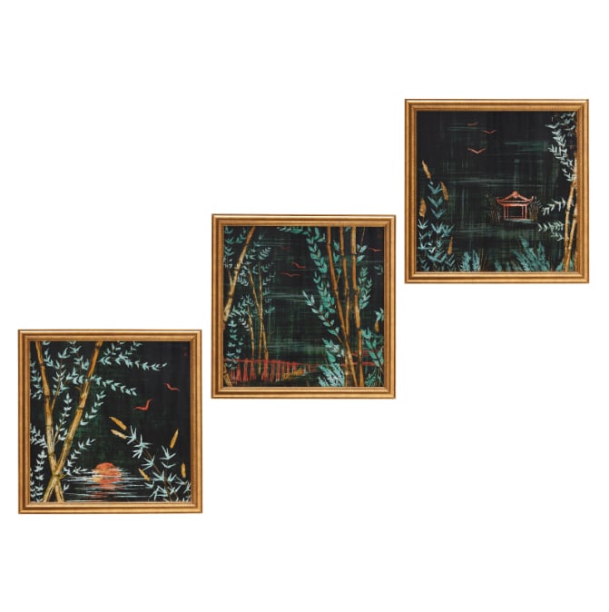 Bamboo Lake Night II, Set of 3