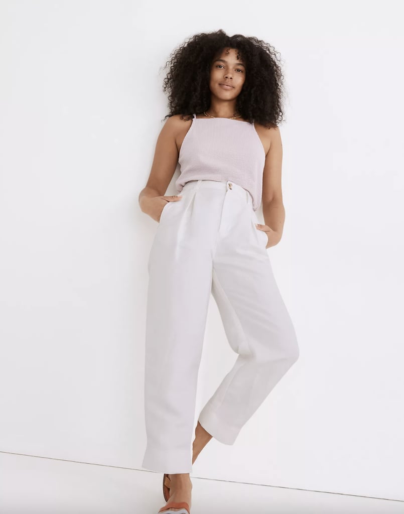 Linen-Blend Pleated Taper Wide-Leg Pants