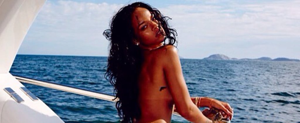Rihanna in a Gold Bikini in Rio