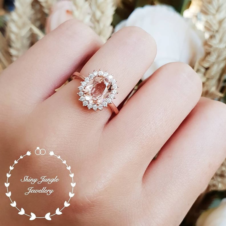 Morganite Halo Engagement Ring