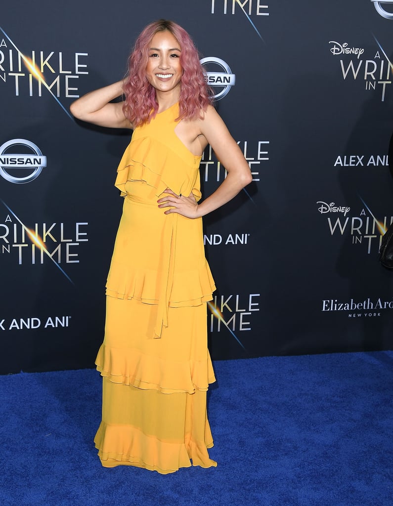 Looking brighter than sunshine in this tiered yellow gown at the A Wrinkle in Time premiere in 2018.