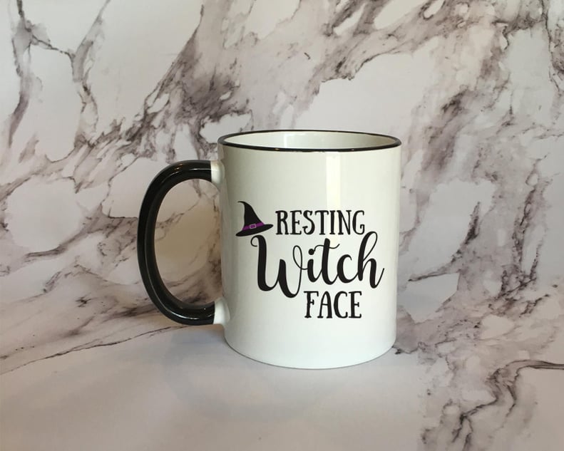 Resting Witch Face Black Rim Mug