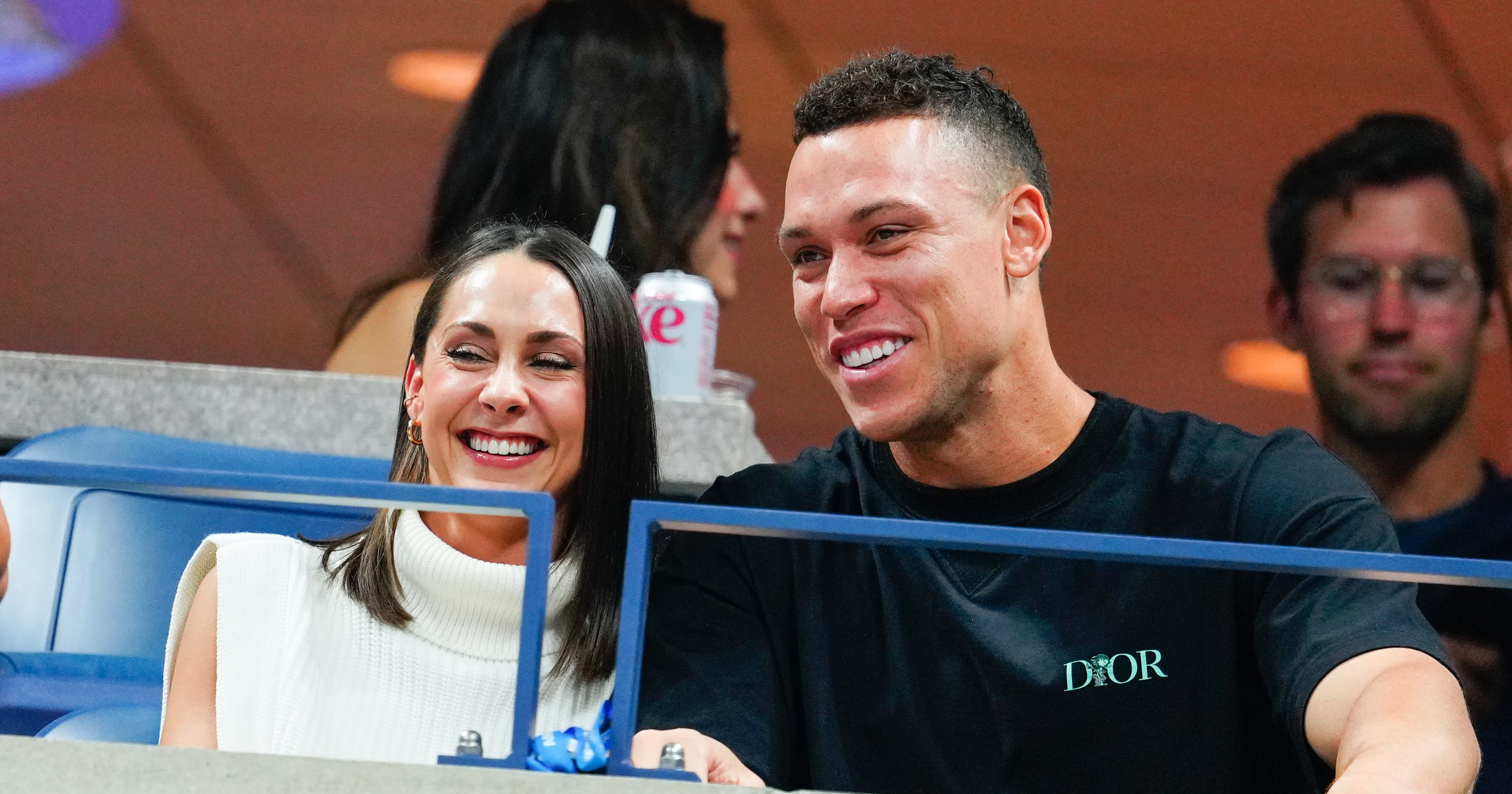 Aaron Judge meets with wife, Samantha Bracksieck, after 60th homer