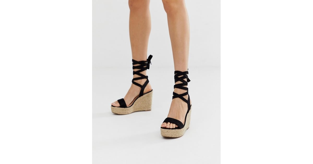 Black Ankle Tie Espadrille Wedges Best Wedge Sandals 2019 POPSUGAR